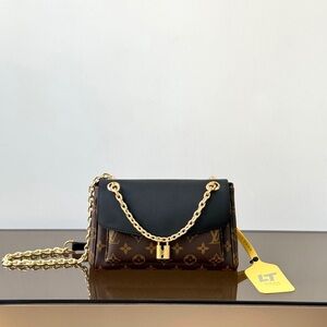 Louis Vuitton Black and Brown Crossbody Bag with Gold Chain